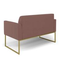 Sofá Namoradeira Com 2 Poltronas Base Industrial Dourado Marisa Veludo D03 - D\'rossi Cor Rose - 8