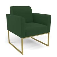 Sofá Namoradeira Com 2 Poltronas Base Industrial Dourado Marisa Veludo D03 - D\'rossi Cor Verde
