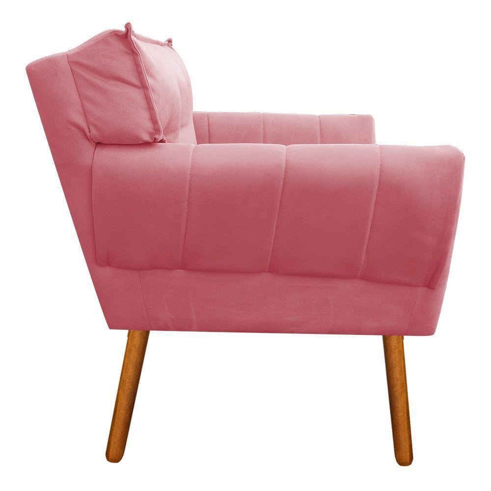 Poltrona Anitta Suede Pés Palito Castanho D\'rossi Cor Rose - 6