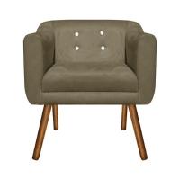 Poltrona Julia Suede Marrom Rato Com Strass Pés Palito D\'rossi - 1