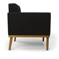 Poltrona Base De Madeira Fixa Castanho Elisa Suede D03 - D\'rossi Cor Preto - 5