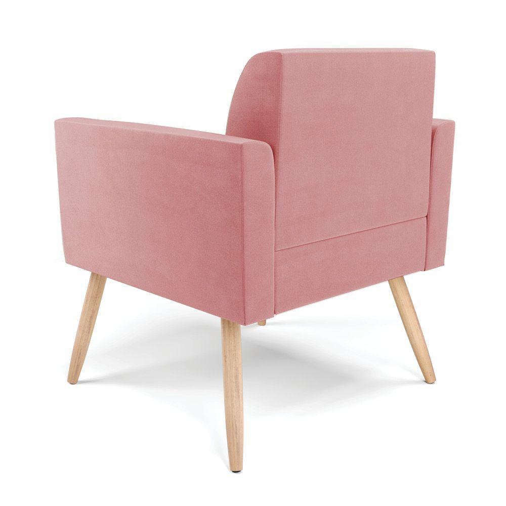 Kit 2 Poltronas Pés Palito Natural Marisa Suede D03 - D\'rossi Cor Rose - 3