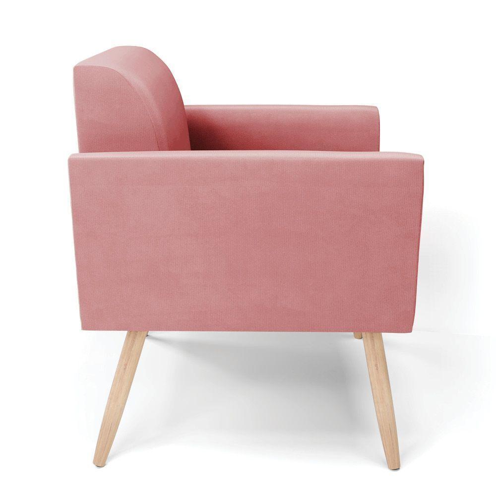 Kit 2 Poltronas Pés Palito Natural Marisa Suede D03 - D\'rossi Cor Rose - 5