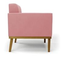 Poltrona Base De Madeira Fixa Castanho Elisa Suede D03 - D\'rossi Cor Rose - 5