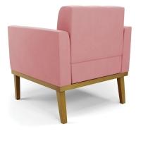 Poltrona Base De Madeira Fixa Castanho Elisa Suede D03 - D\'rossi Cor Rose - 6