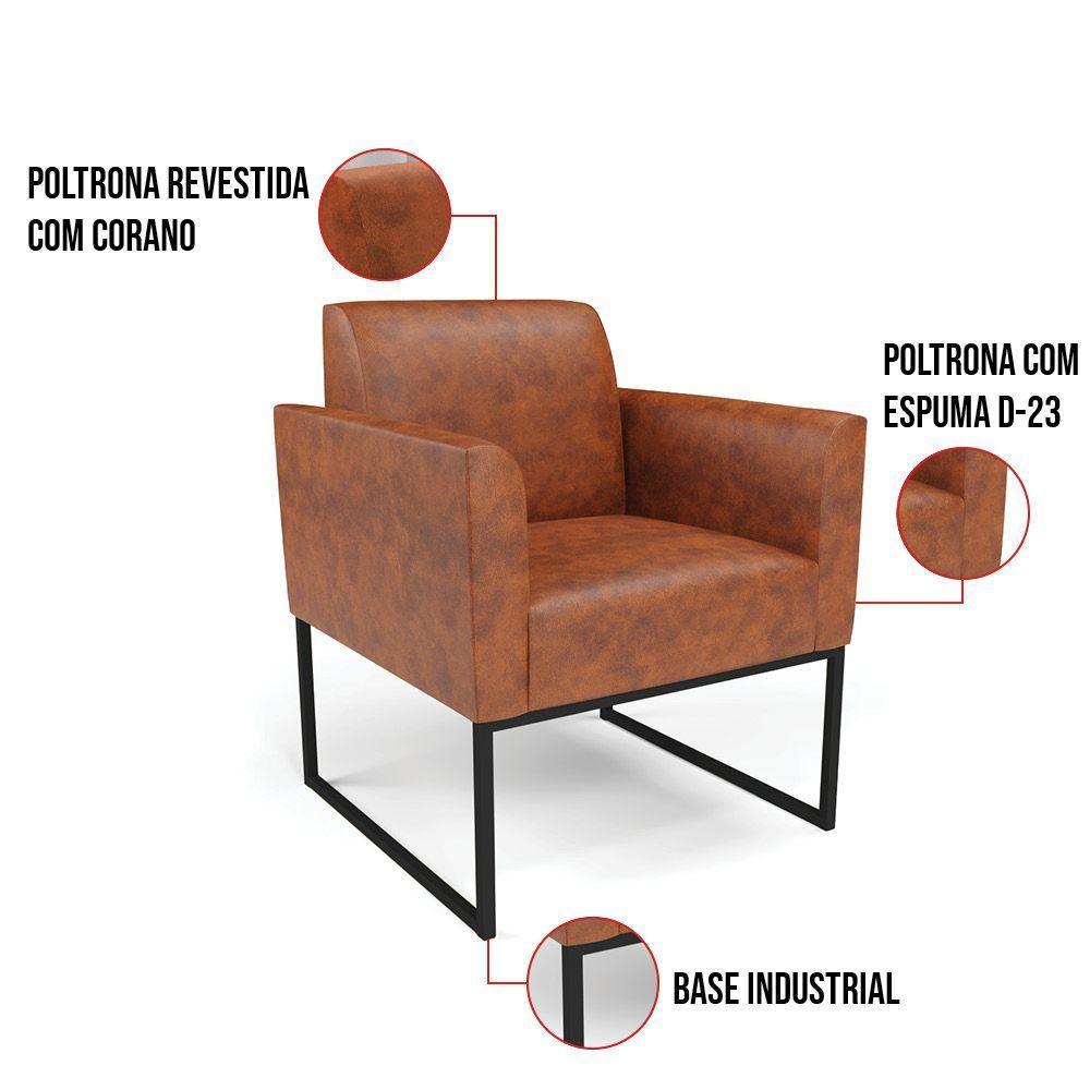 Kit 2 Poltronas Base Industrial Preto Marisa Corano D03 - D\'rossi Cor Nozes - 6