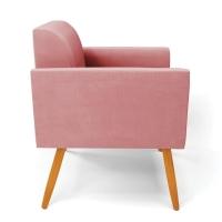 Poltrona Pés Palito Castanho Marisa Suede D03 - D\'rossi Cor Rose - 5