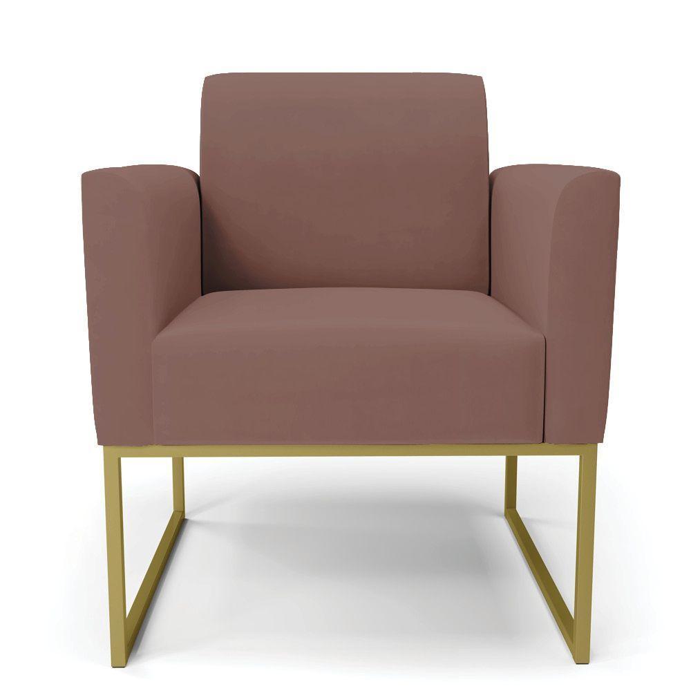 Kit 2 Poltronas Base Industrial Dourado Marisa Veludo D03 - D\'rossi Cor Rose - 6