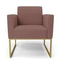 Kit 2 Poltronas Base Industrial Dourado Marisa Veludo D03 - D\'rossi Cor Rose - 6
