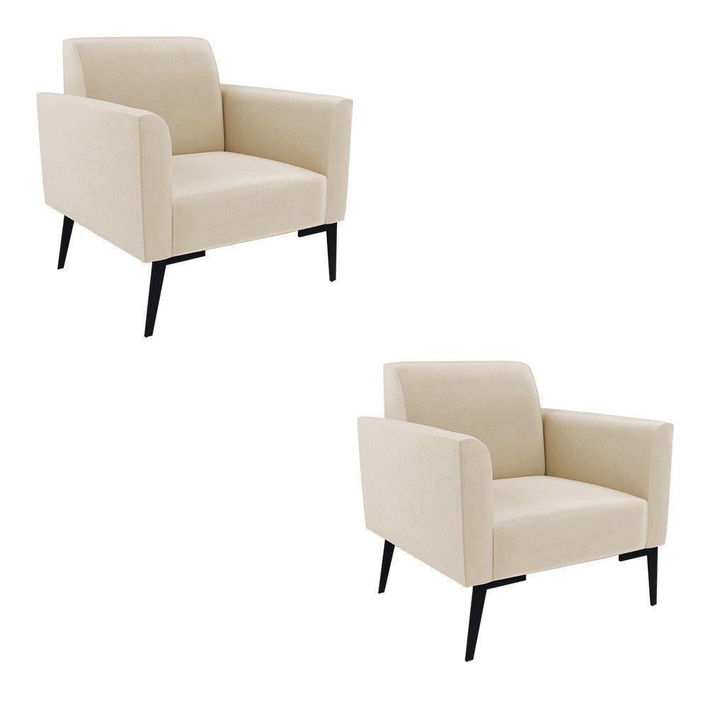 Kit 2 Poltronas Pés Villach Marisa Suede D03 - D\'rossi Cor Bege - 1