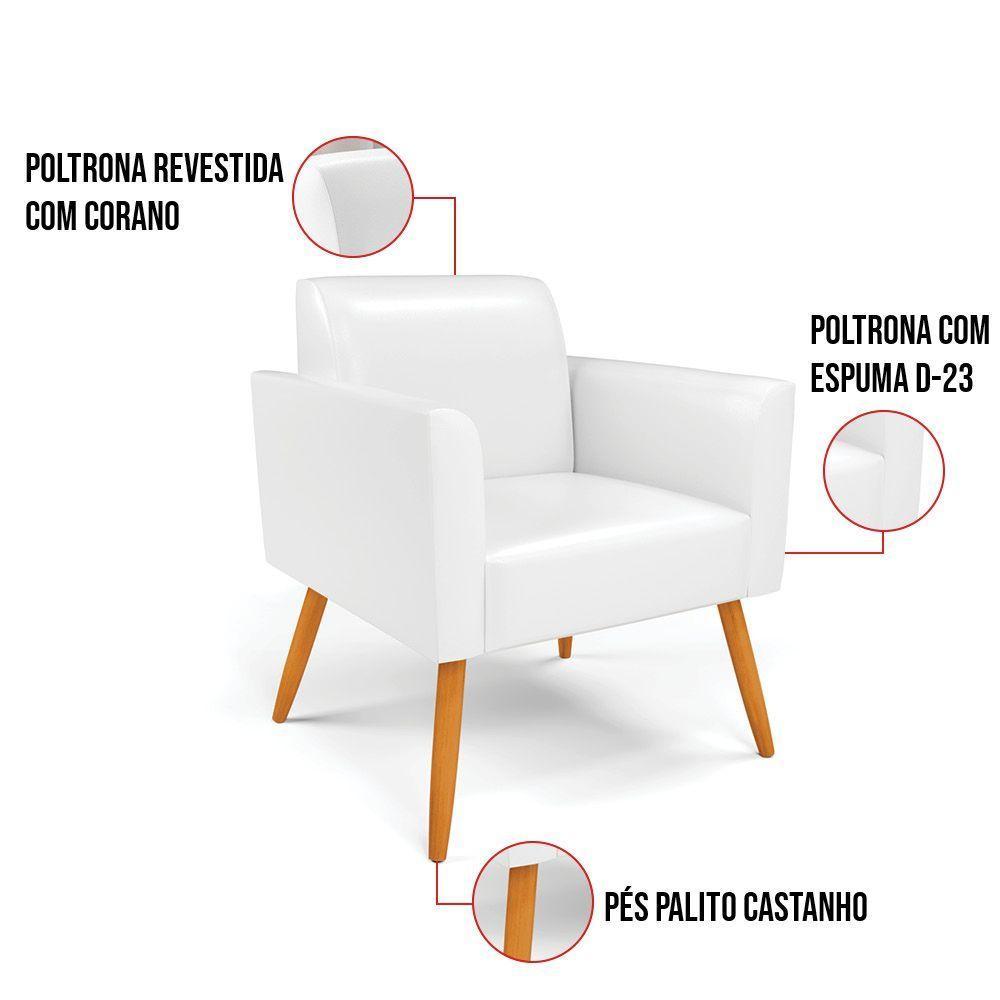 Kit 2 Poltronas Pés Palito Castanho Marisa Corano D03 - D\'rossi Cor Branco - 7