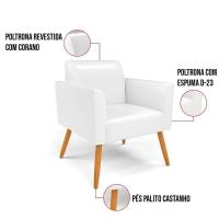 Kit 2 Poltronas Pés Palito Castanho Marisa Corano D03 - D\'rossi Cor Branco - 7