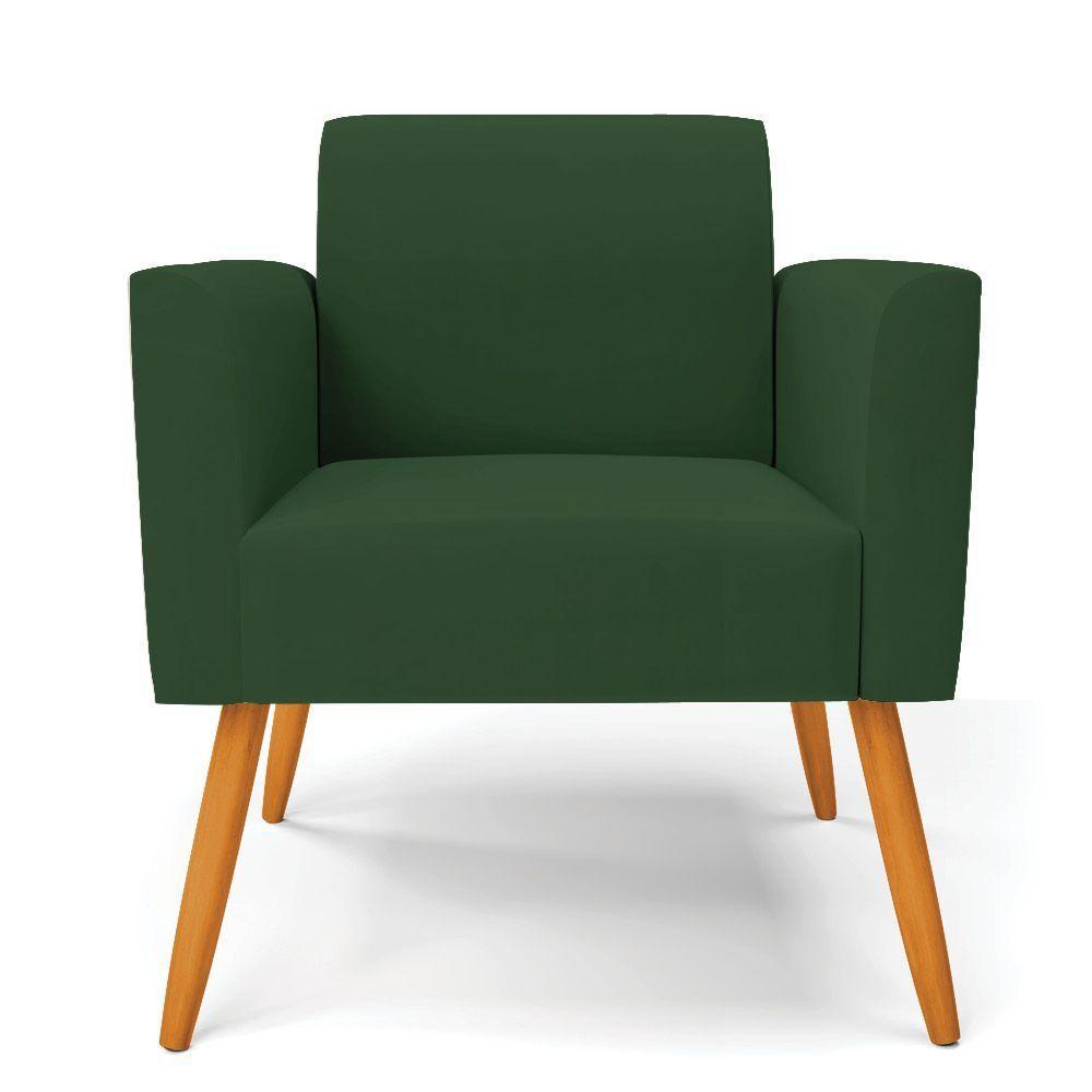 Kit 2 Poltronas Pés Palito Castanho Marisa Veludo D03 - D\'rossi Cor Verde - 5