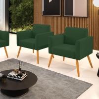 Kit 2 Poltronas Pés Palito Castanho Marisa Veludo D03 - D\'rossi Cor Verde - 7