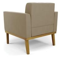 Poltrona Base De Madeira Fixa Castanho Elisa Suede D03 - D\'rossi Cor Marrom Rato - 7