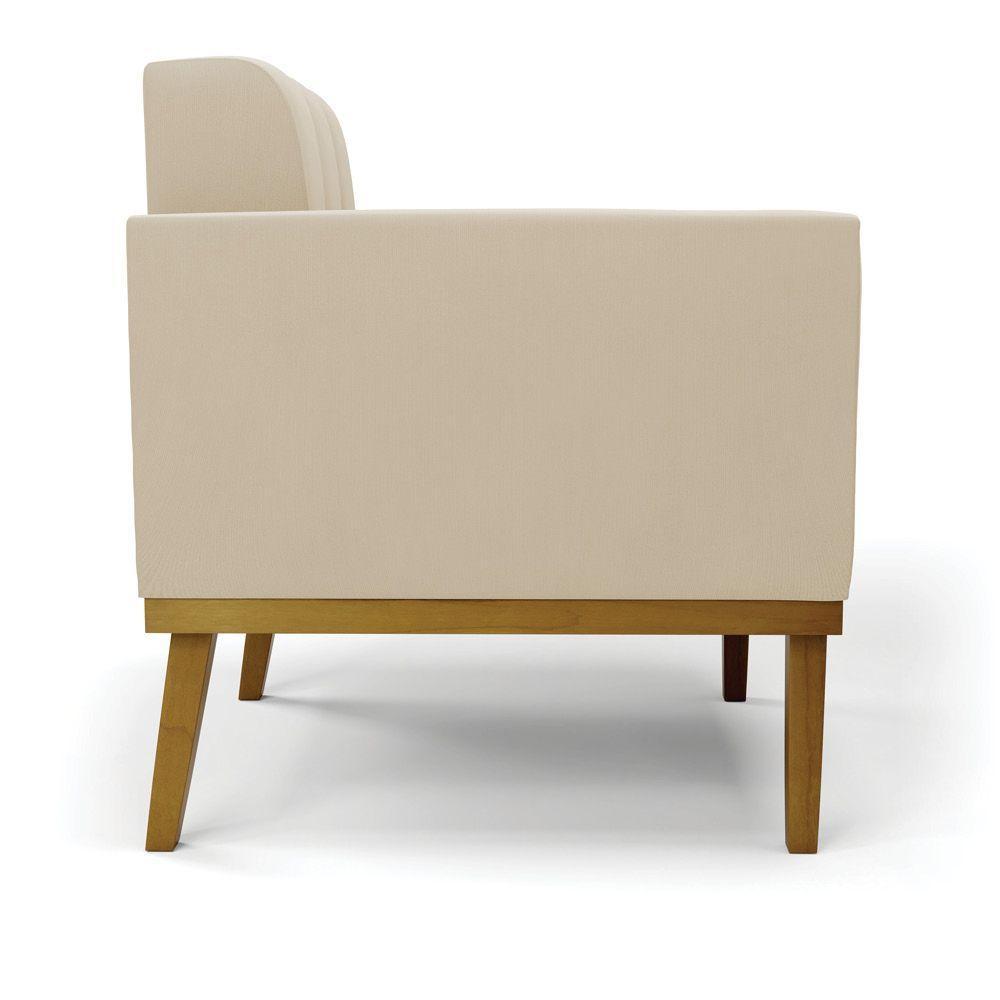 Poltrona Base De Madeira Fixa Castanho Elisa Suede D03 - D\'rossi Cor Bege - 6