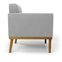 Poltrona Base De Madeira Fixa Castanho Elisa Suede D03 - D\'rossi Cor Cinza - 2