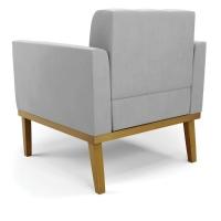 Poltrona Base De Madeira Fixa Castanho Elisa Suede D03 - D\'rossi Cor Cinza