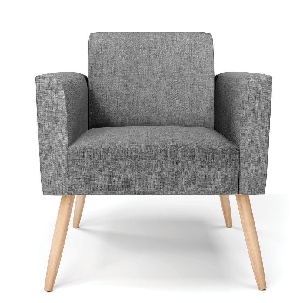 Kit 2 Poltronas Pés Palito Natural Marisa Linho D03 - D\'rossi Cor A26 Grafite - 4