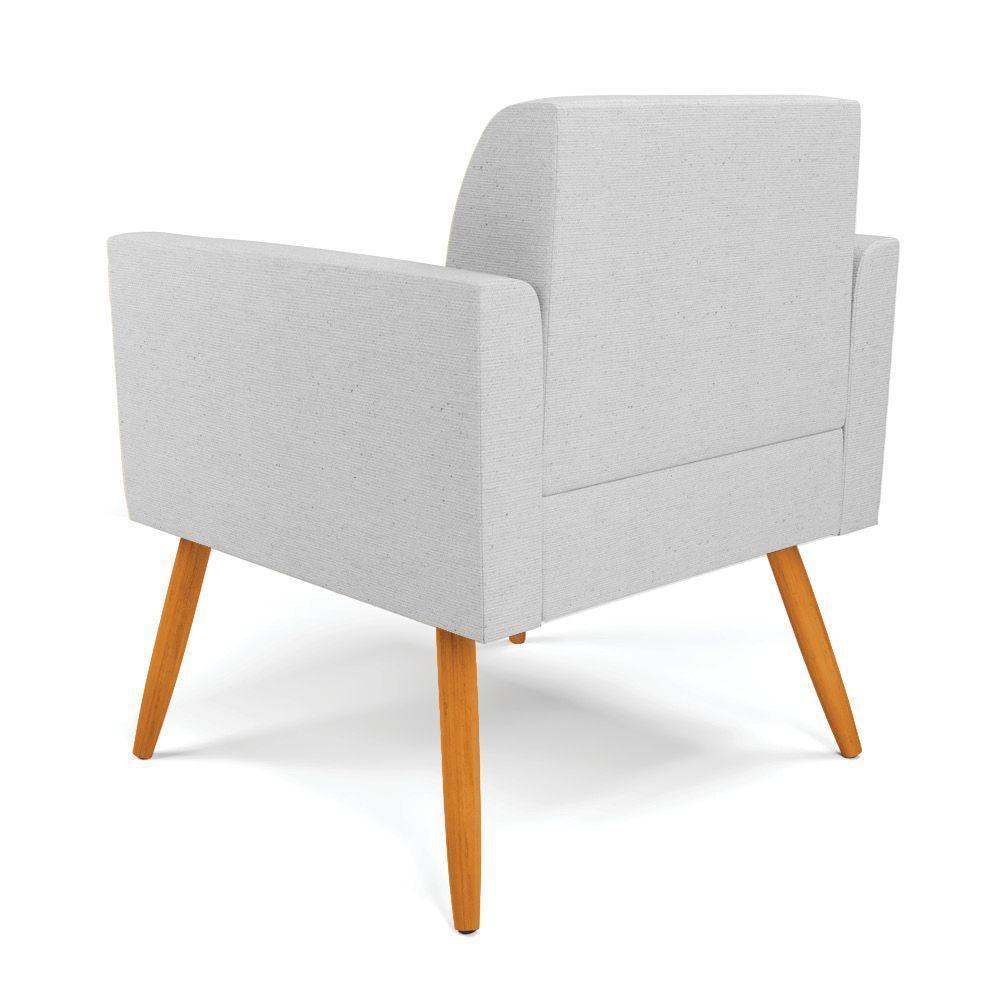 Kit 2 Poltronas Pés Palito Castanho Marisa Linho D03 - D\'rossi Cor A05 Cinza - 6