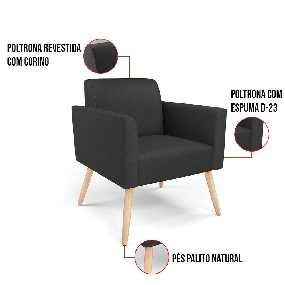 Kit 2 Poltronas Pés Palito Natural Marisa Corino D03 - D\'rossi Cor Preto - 4
