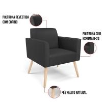 Kit 2 Poltronas Pés Palito Natural Marisa Corino D03 - D\'rossi Cor Preto