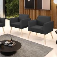 Kit 2 Poltronas Pés Palito Natural Marisa Corino D03 - D\'rossi Cor Preto - 6