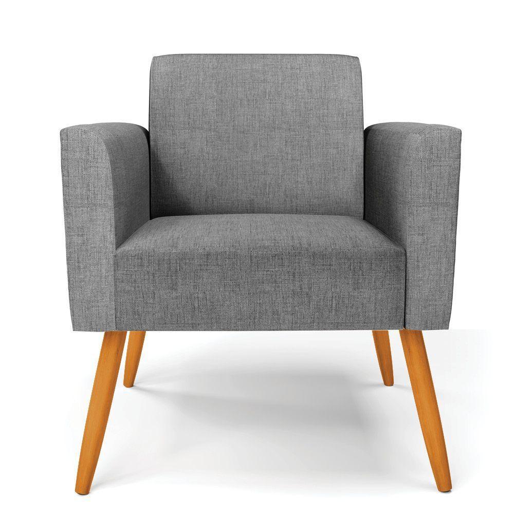 Kit 2 Poltronas Pés Palito Castanho Marisa Linho D03 - D\'rossi Cor A26 Grafite - 4