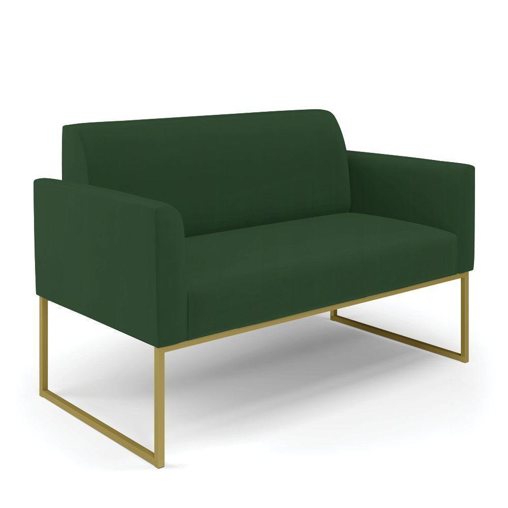 Sofá Namoradeira Com Poltrona Base Industrial Dourado Marisa Veludo D03 - D\'rossi Cor Verde - 5