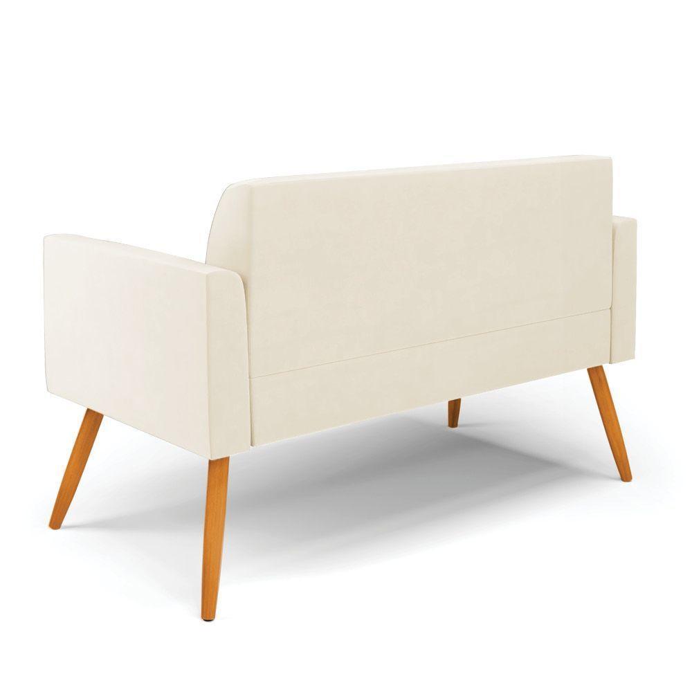 Sofá Namoradeira Com 2 Poltronas Pés Palito Castanho Marisa Veludo D03 - D\'rossi Cor Bege - 4