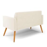 Sofá Namoradeira Com 2 Poltronas Pés Palito Castanho Marisa Veludo D03 - D\'rossi Cor Bege