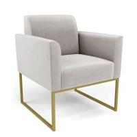 Sofá Namoradeira Com Poltrona Base Industrial Dourado Marisa Veludo D03 - D\'rossi Cor Cinza - 7