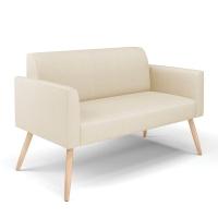 Sofá Namoradeira Com Poltrona Pés Palito Natural Marisa Linho D03 - D\'rossi Cor A19 Bege - 3