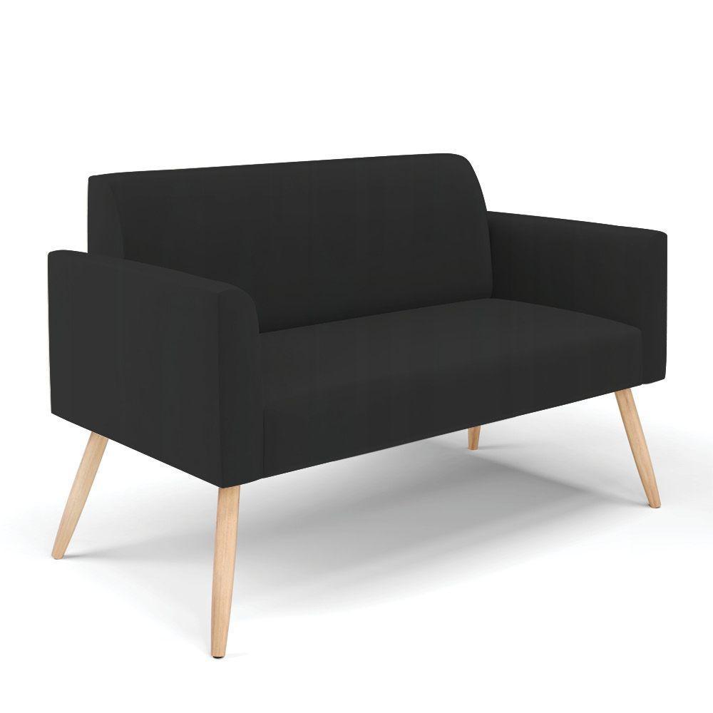 Sofá Namoradeira Com 2 Poltronas Pés Palito Natural Marisa Veludo D03 - D\'rossi Cor Preto - 8