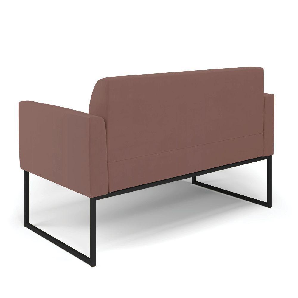 Sofá Namoradeira Com Poltrona Base Industrial Preto Marisa Veludo D03 - D\'rossi Cor Rose - 3