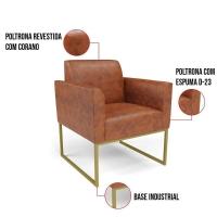 Kit 2 Poltronas Base Industrial Dourado Marisa Corano D03 - D\'rossi Cor Nozes - 7