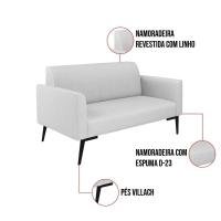 Sofá Namoradeira Com 2 Poltronas Pés Villach Marisa Linho D03 - D\'rossi Cor A05 Cinza - 6