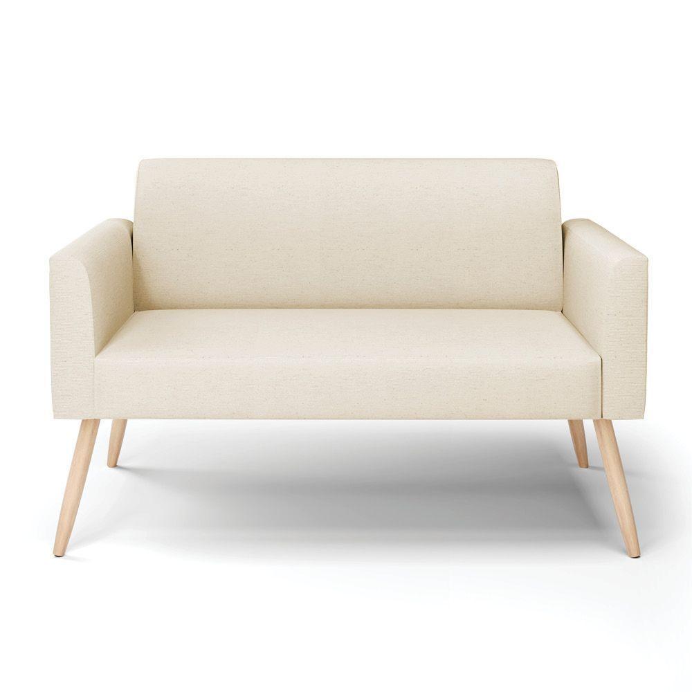Sofá Namoradeira Pés Palito Natural Marisa Linho D03 - D\'rossi Cor A19 Bege - 6