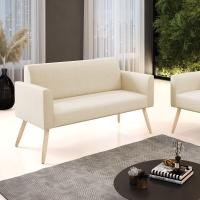 Sofá Namoradeira Pés Palito Natural Marisa Linho D03 - D\'rossi Cor A19 Bege - 7