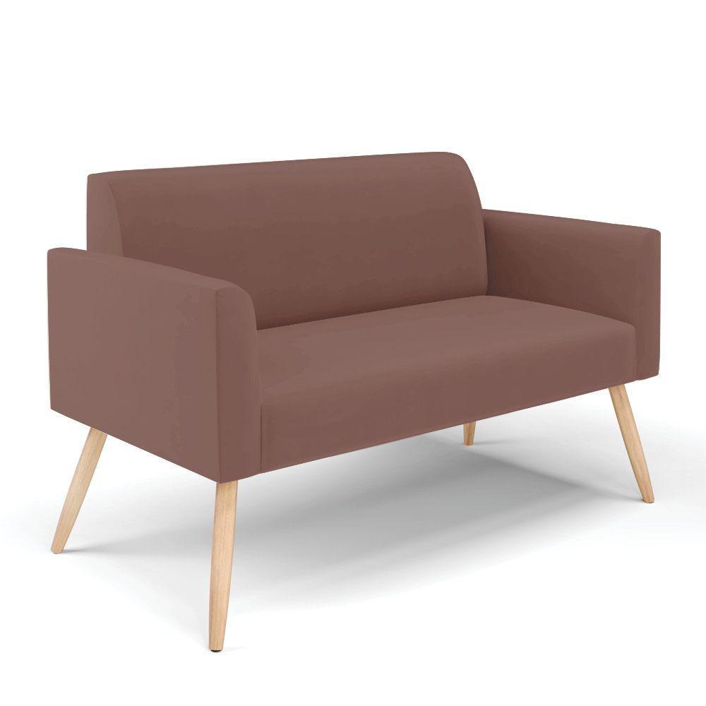 Sofá Namoradeira Com 2 Poltronas Pés Palito Natural Marisa Veludo D03 - D\'rossi Cor Rose - 4