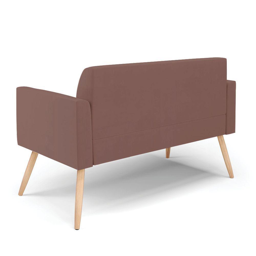 Sofá Namoradeira Com 2 Poltronas Pés Palito Natural Marisa Veludo D03 - D\'rossi Cor Rose - 8