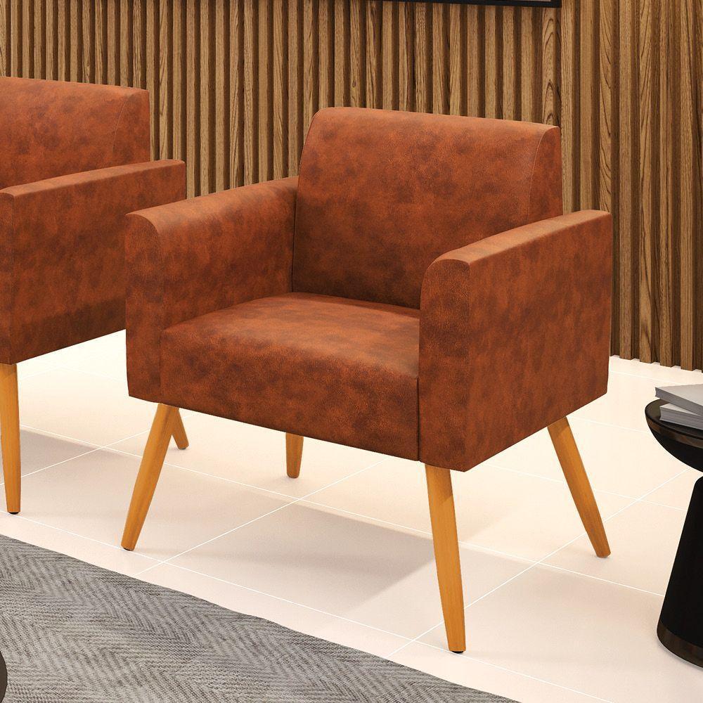 Poltrona Pés Palito Castanho Marisa Corano D03 - D\'rossi Cor Nozes - 7