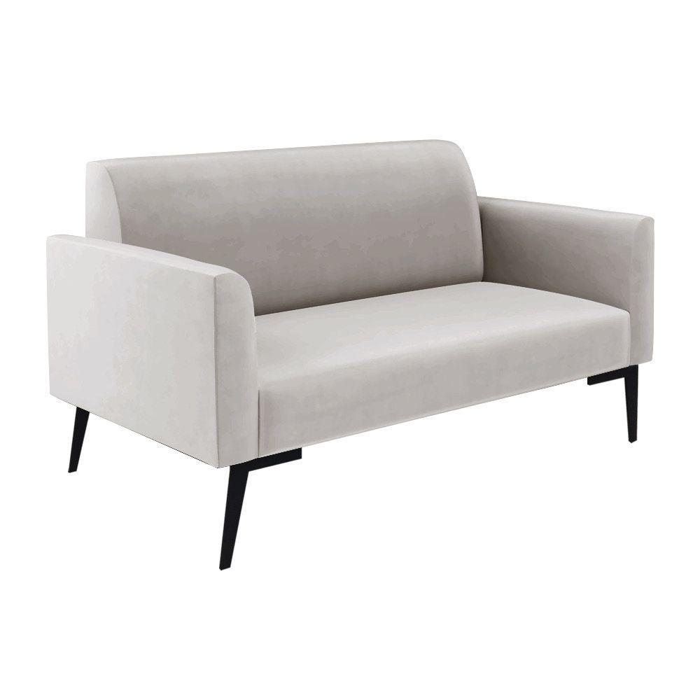 Sofá Namoradeira Com 2 Poltronas Pés Villach Marisa Veludo D03 - D\'rossi Cor Cinza - 6