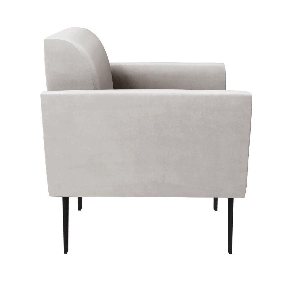 Sofá Namoradeira Com 2 Poltronas Pés Villach Marisa Veludo D03 - D\'rossi Cor Cinza - 7