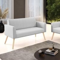 Sofá Namoradeira Pés Palito Natural Marisa Linho D03 - D\'rossi Cor A05 Cinza - 3