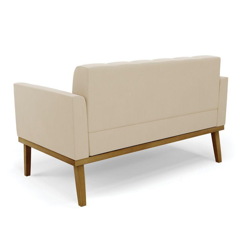 Namoradeira Com 2 Poltronas Base De Madeira Castanho Elisa Suede D03 - D\'rossi Cor Bege - 6