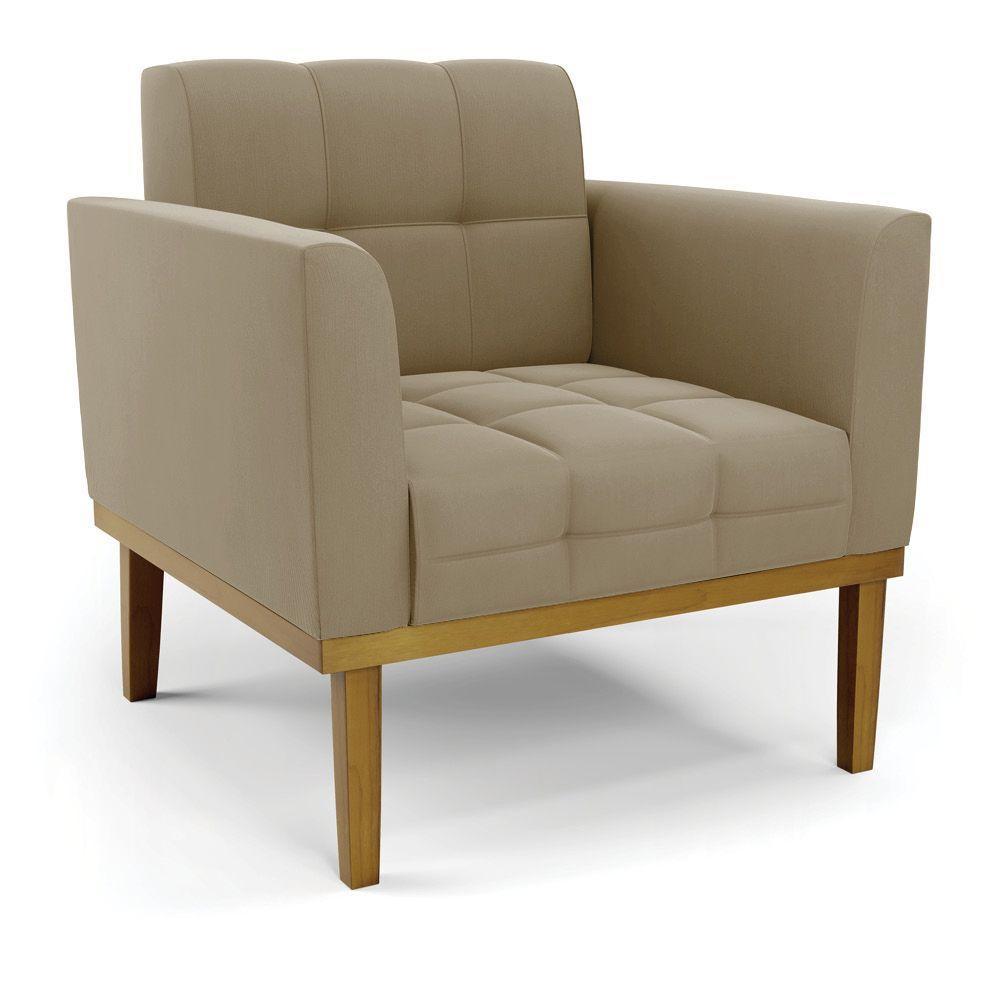 Namoradeira Com Poltrona Base De Madeira Castanho Elisa Suede D03 - D\'rossi Cor Marrom Rato - 7