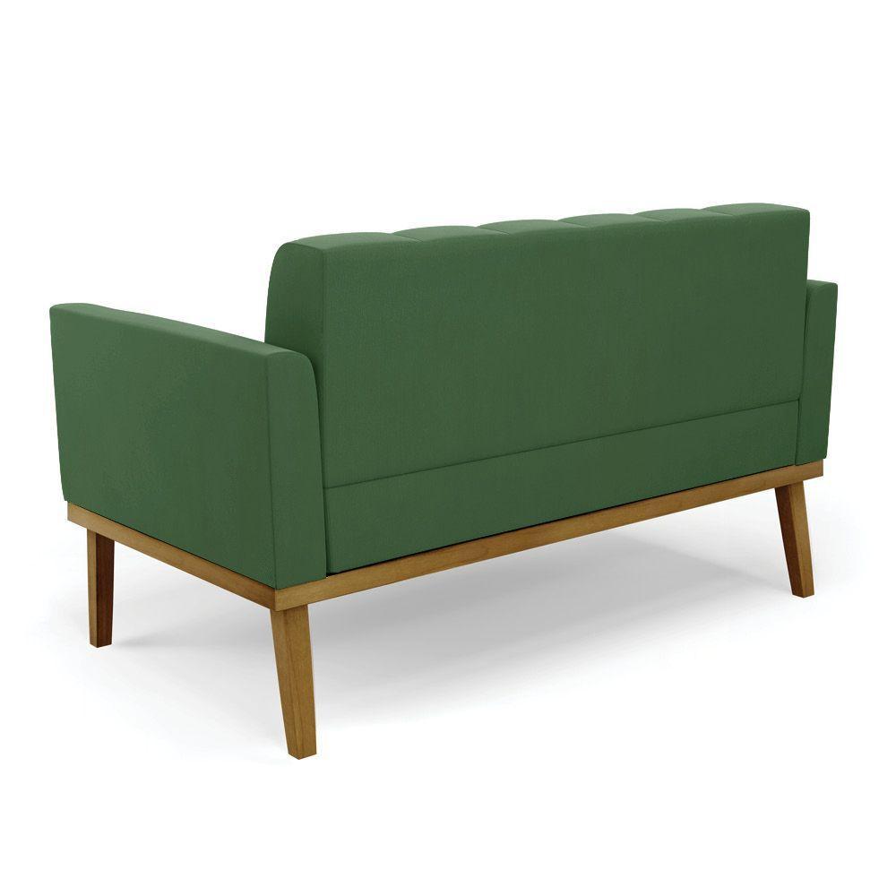 Namoradeira Com Poltrona Base De Madeira Castanho Elisa Suede D03 - D\'rossi Cor Verde - 5