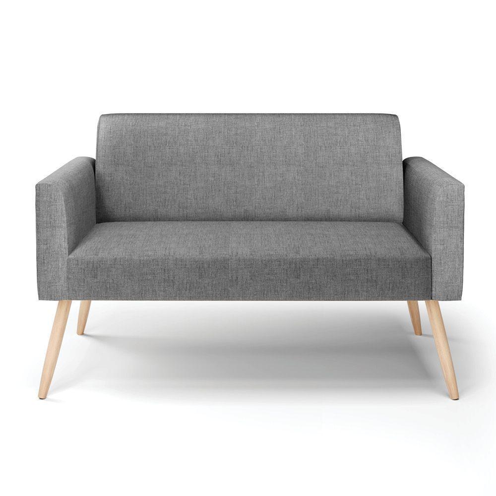 Sofá Namoradeira Pés Palito Natural Marisa Linho D03 - D\'rossi Cor A26 Grafite - 5