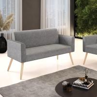 Sofá Namoradeira Pés Palito Natural Marisa Linho D03 - D\'rossi Cor A26 Grafite - 7